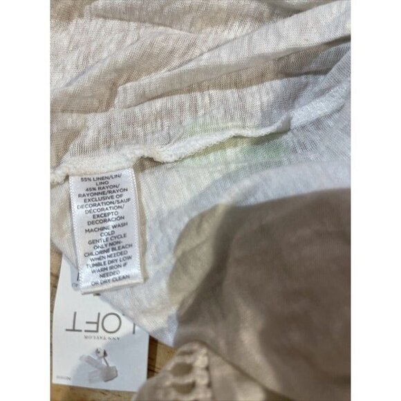 Loft White Boho Style‎ Short Sleeve Blouse With Crochet Detailing Womens XL NWT - Picture 10 of 10